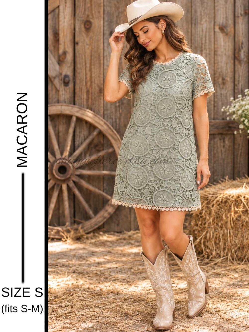 MSRP: $140 | ✨ Macaron Floral Lace Shift Dress | Size S Fits S–M | Sage Green ✨